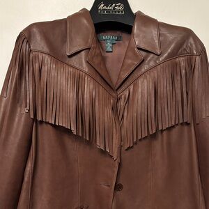 Ralph Lauren Tan Leather Fringe Jacket